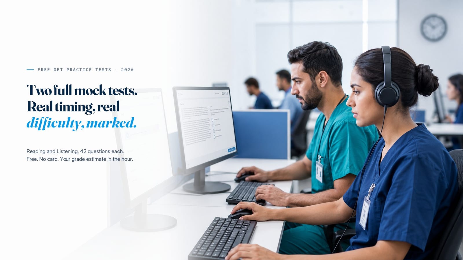 A nurse in scrubs staring at a thick stack of practice papers stamped June 2018, beside the line &ldquo;33 at home. 300 in the hall. Now you know why.&rdquo;