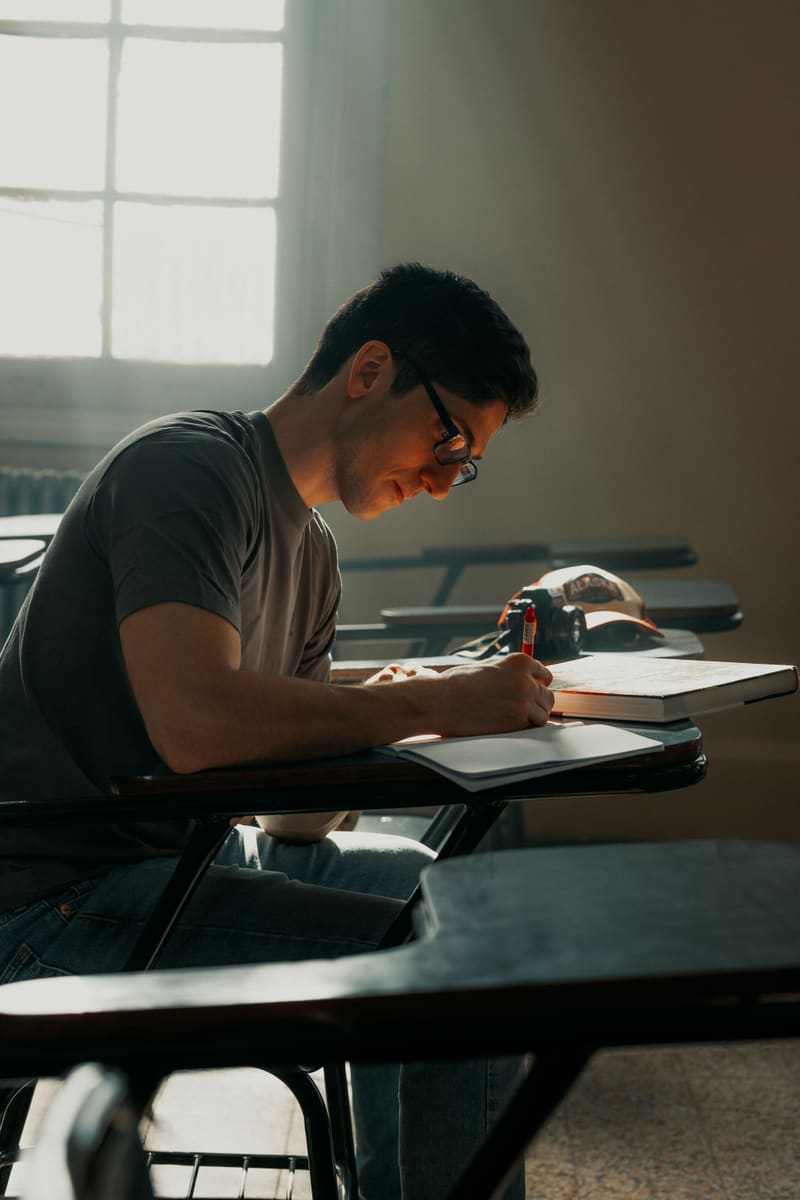 Student working through a long reading text