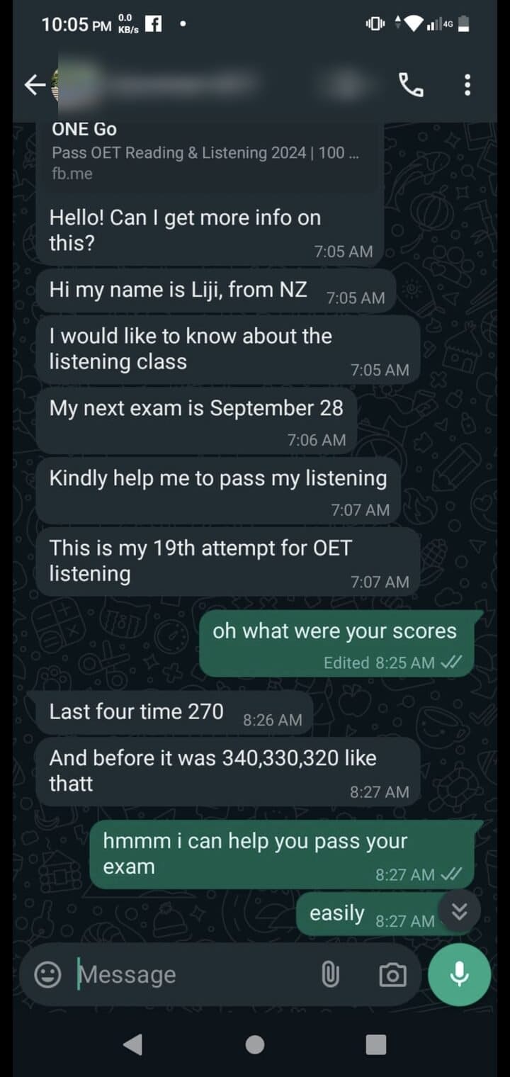 Story 01, before: the student's first message asking for help