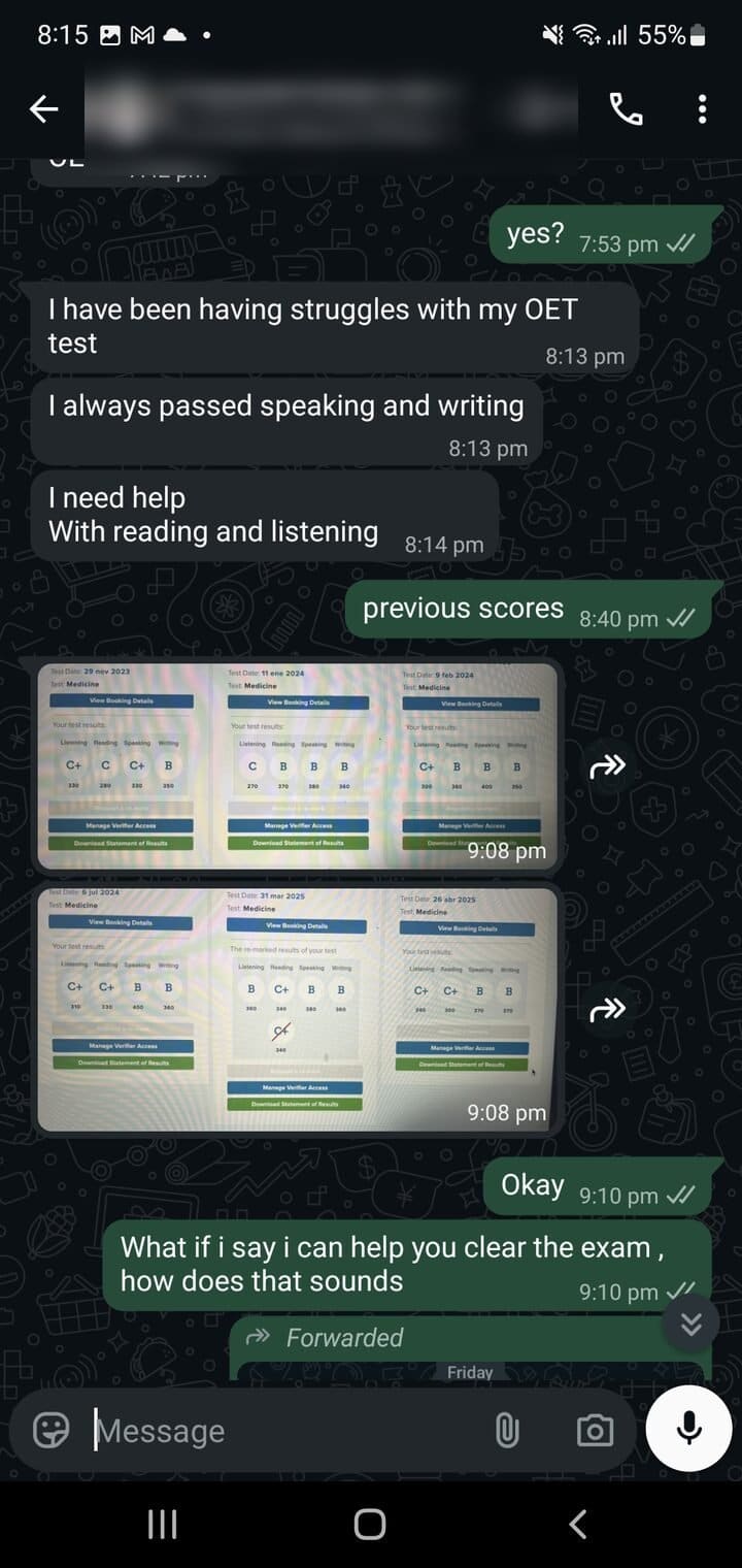 Story 02, before: the student's first message asking for help