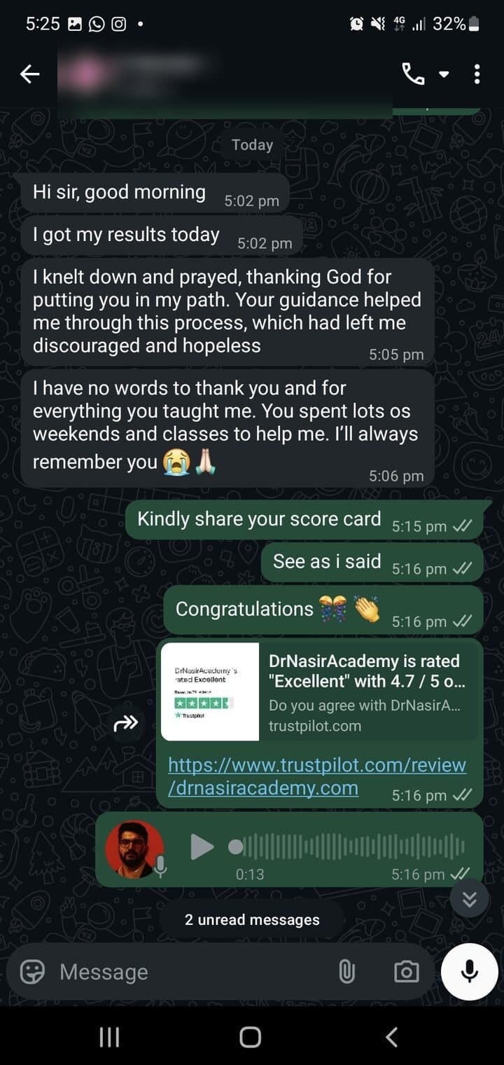 Story 03, after: the same student sharing their passing result