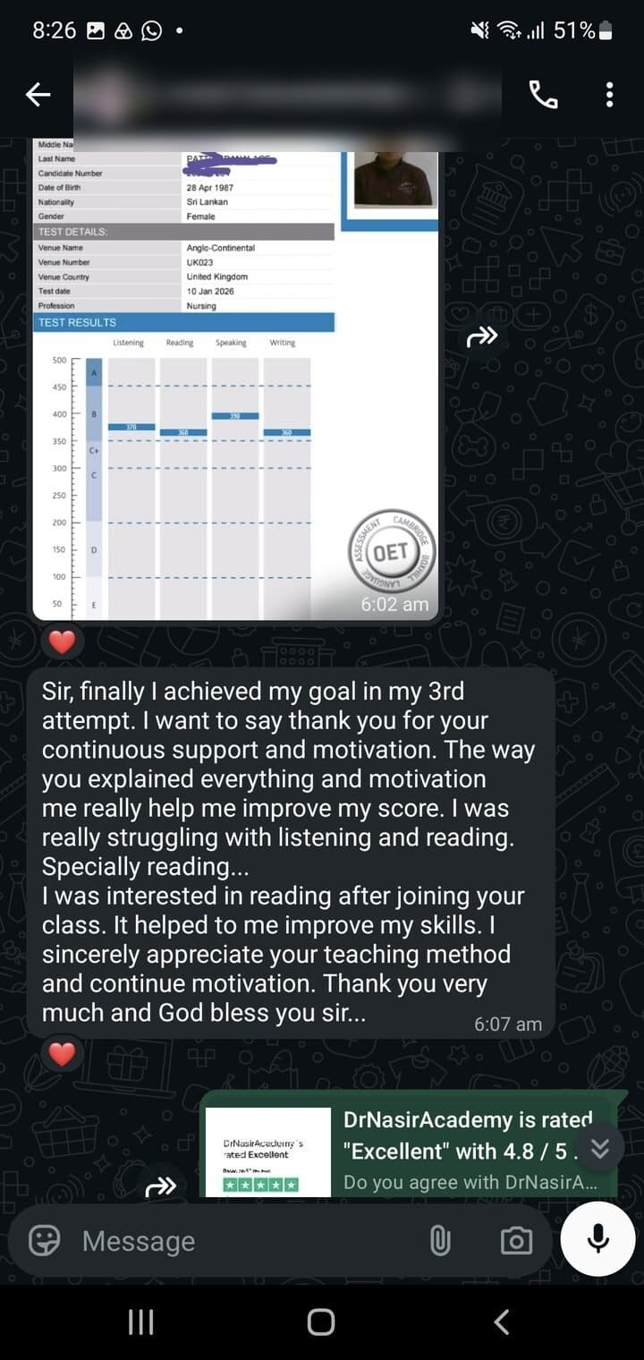 Story 08, after: the same student sharing their passing result