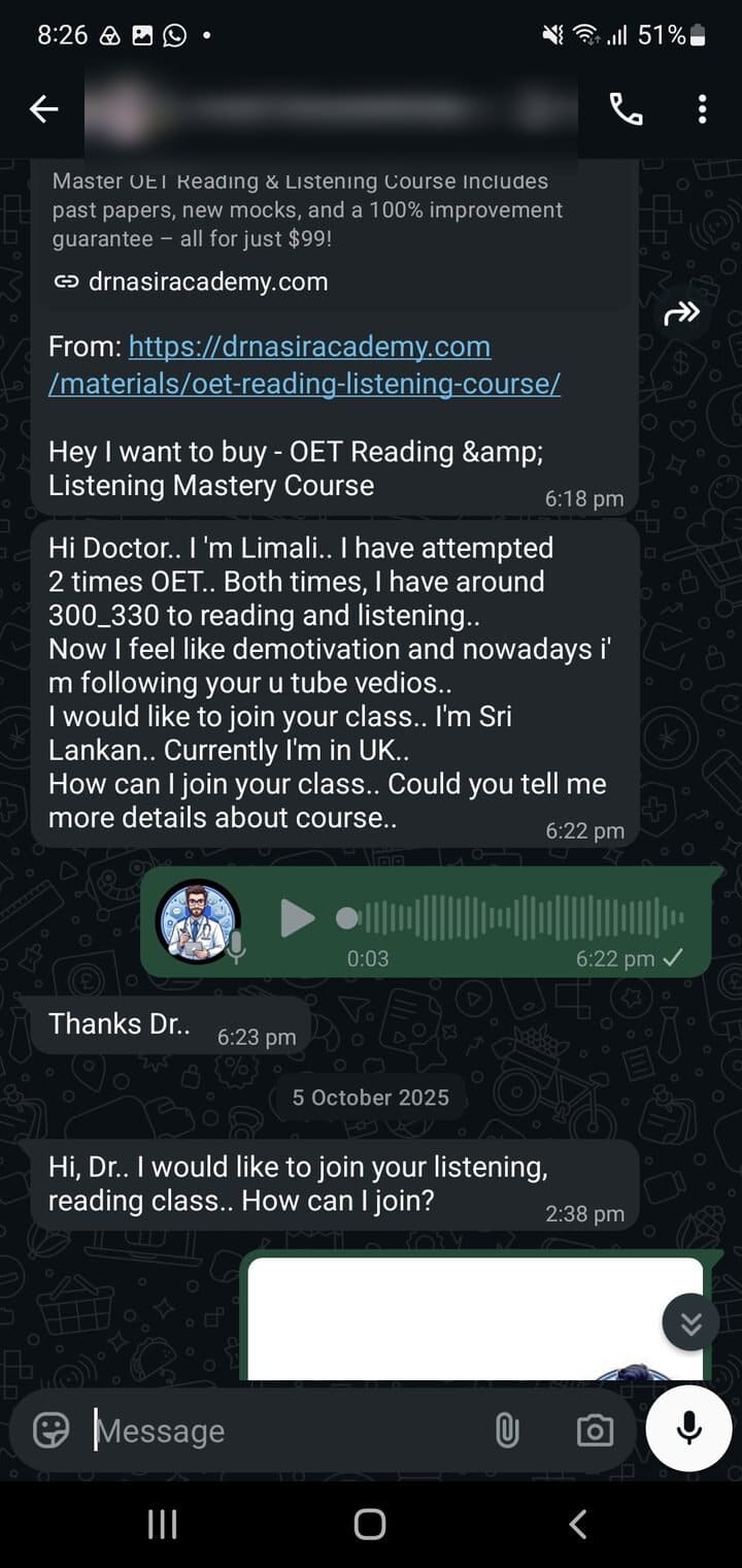 Story 08, before: the student's first message asking for help