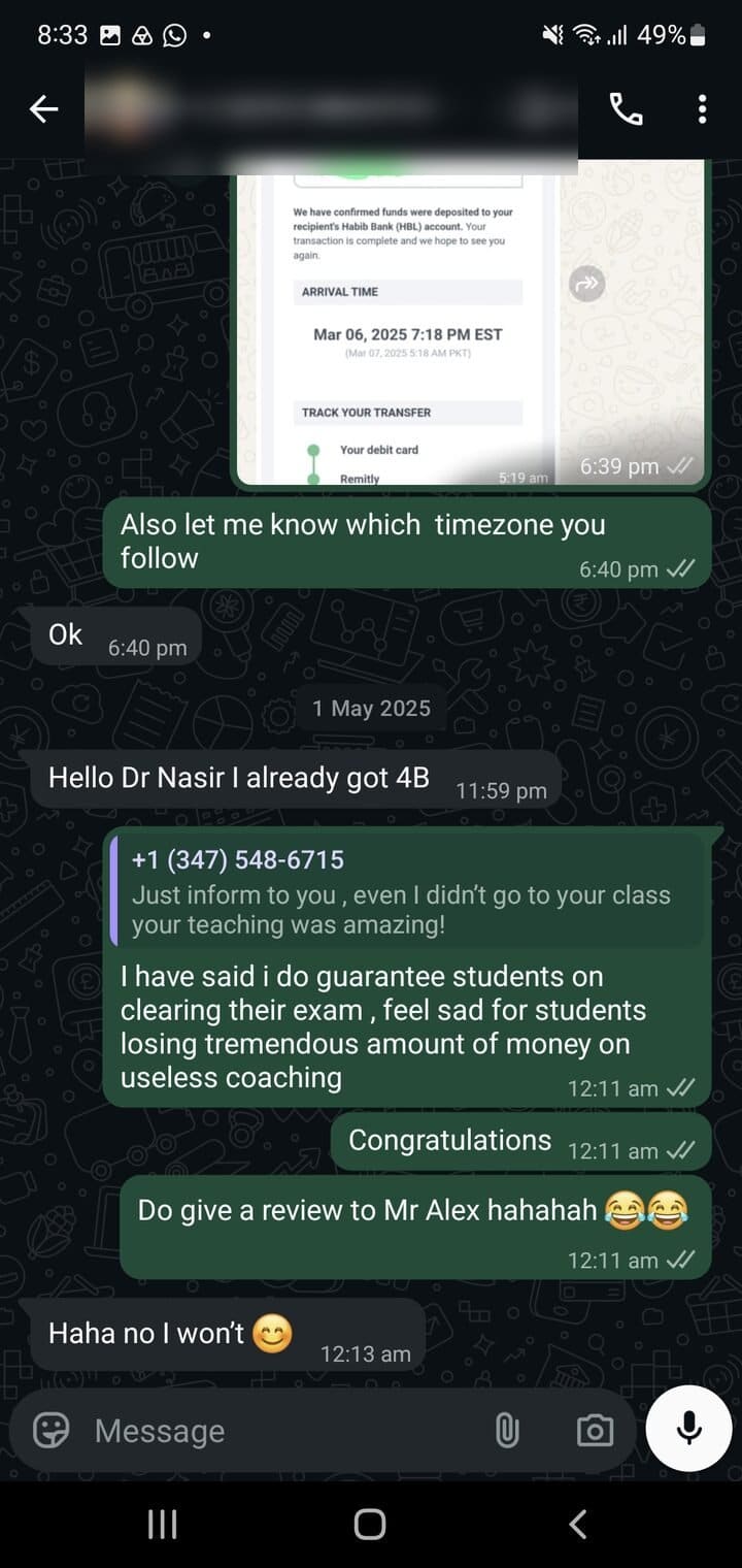Story 10, after: the same student sharing their passing result