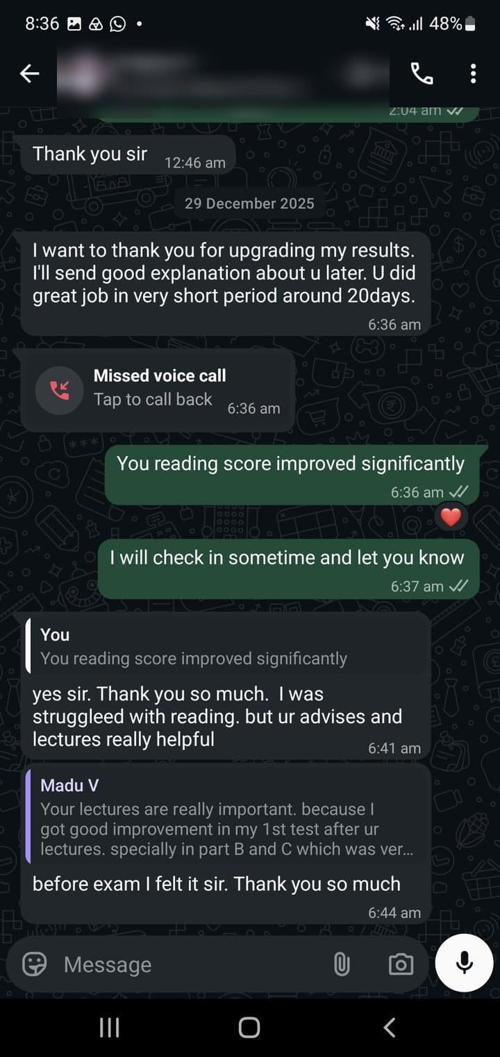 Story 11, after: the same student sharing their passing result