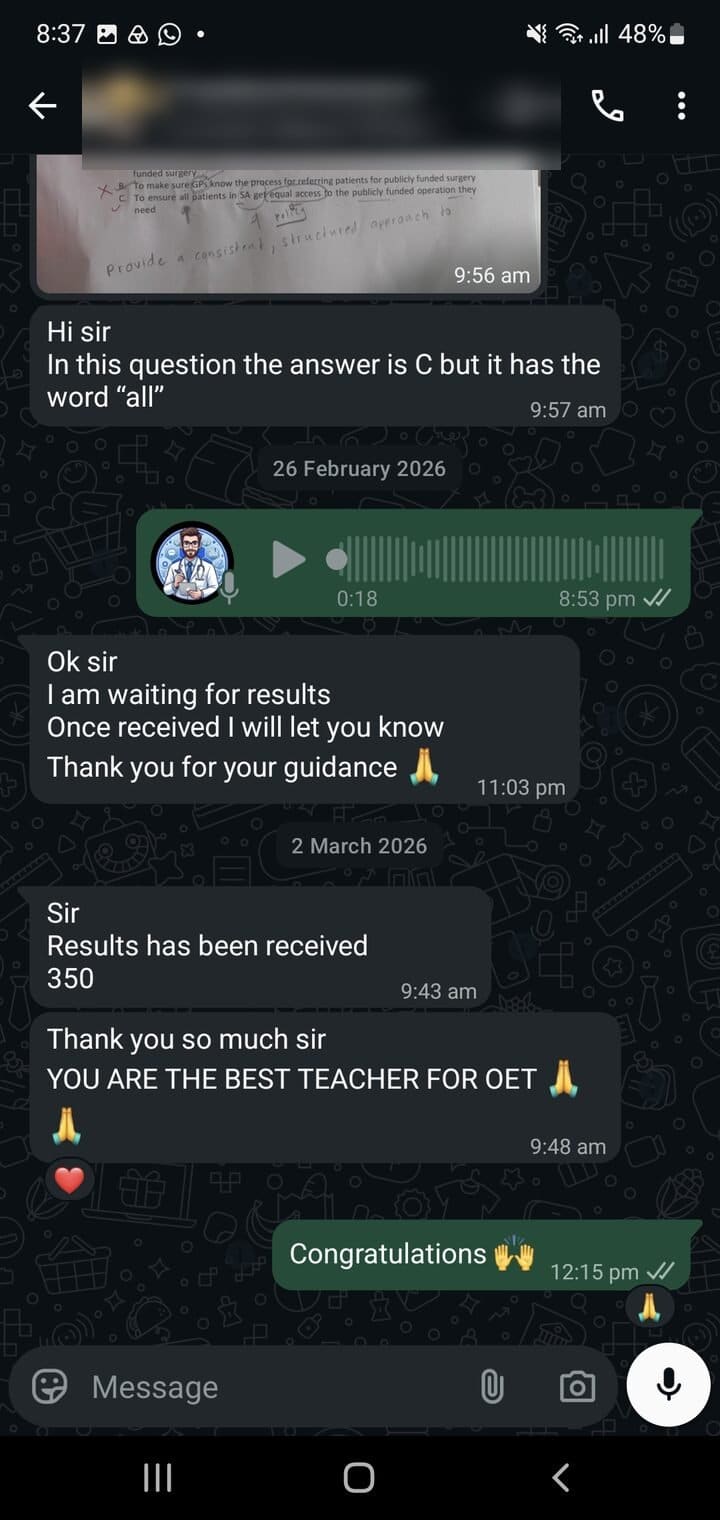 Story 12, after: the same student sharing their passing result