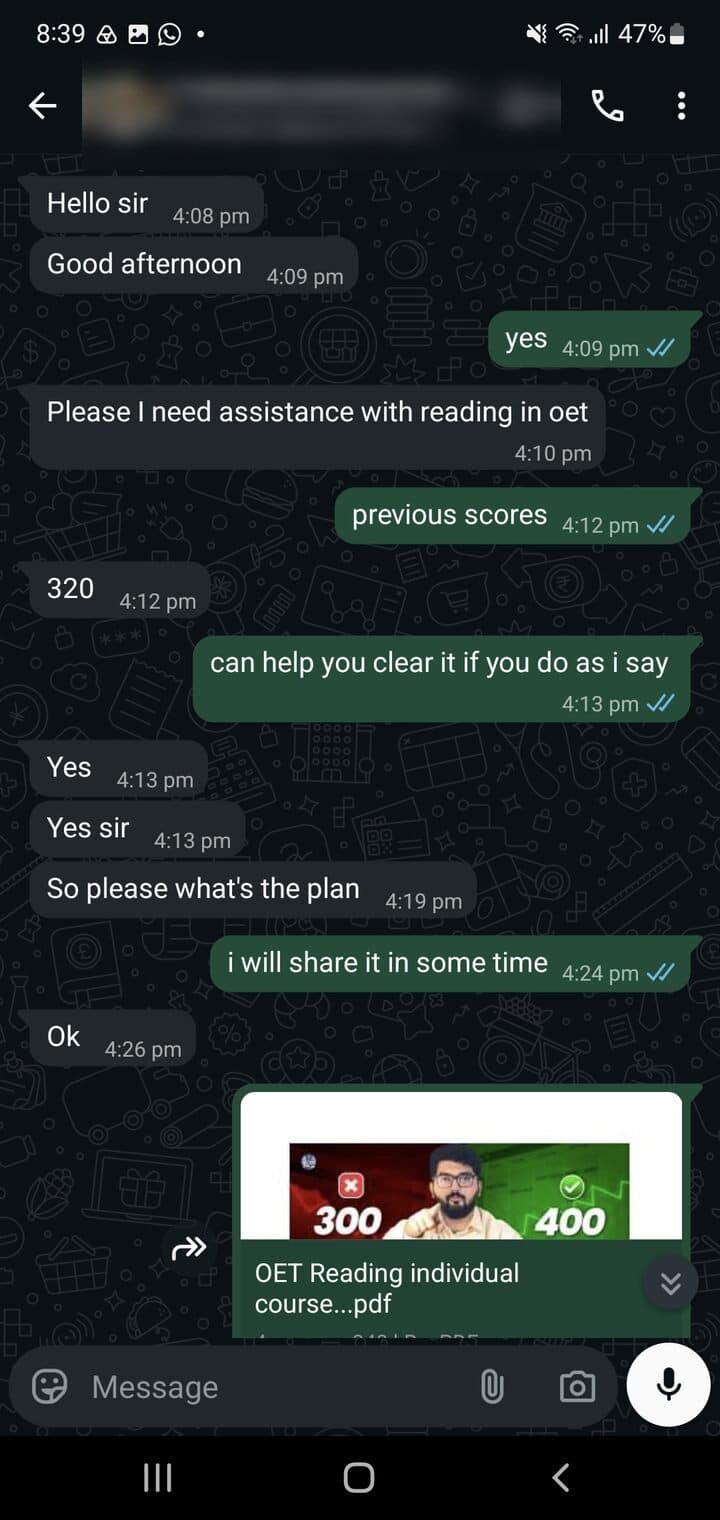 Story 13, before: the student's first message asking for help